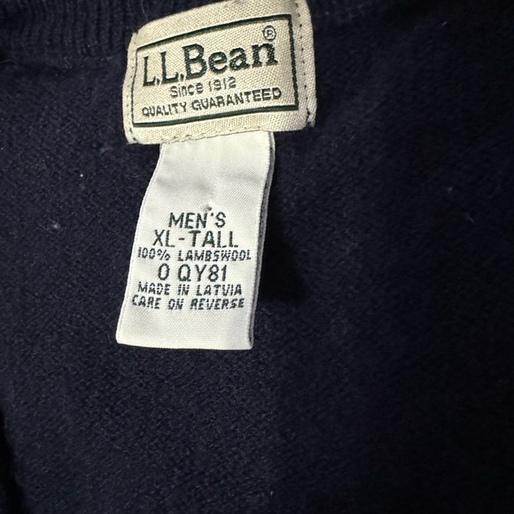 L.L. Bean 100% lambswool sweater vest mens XL Tall navy v neck 0 QY81 - Picture 2 of 6